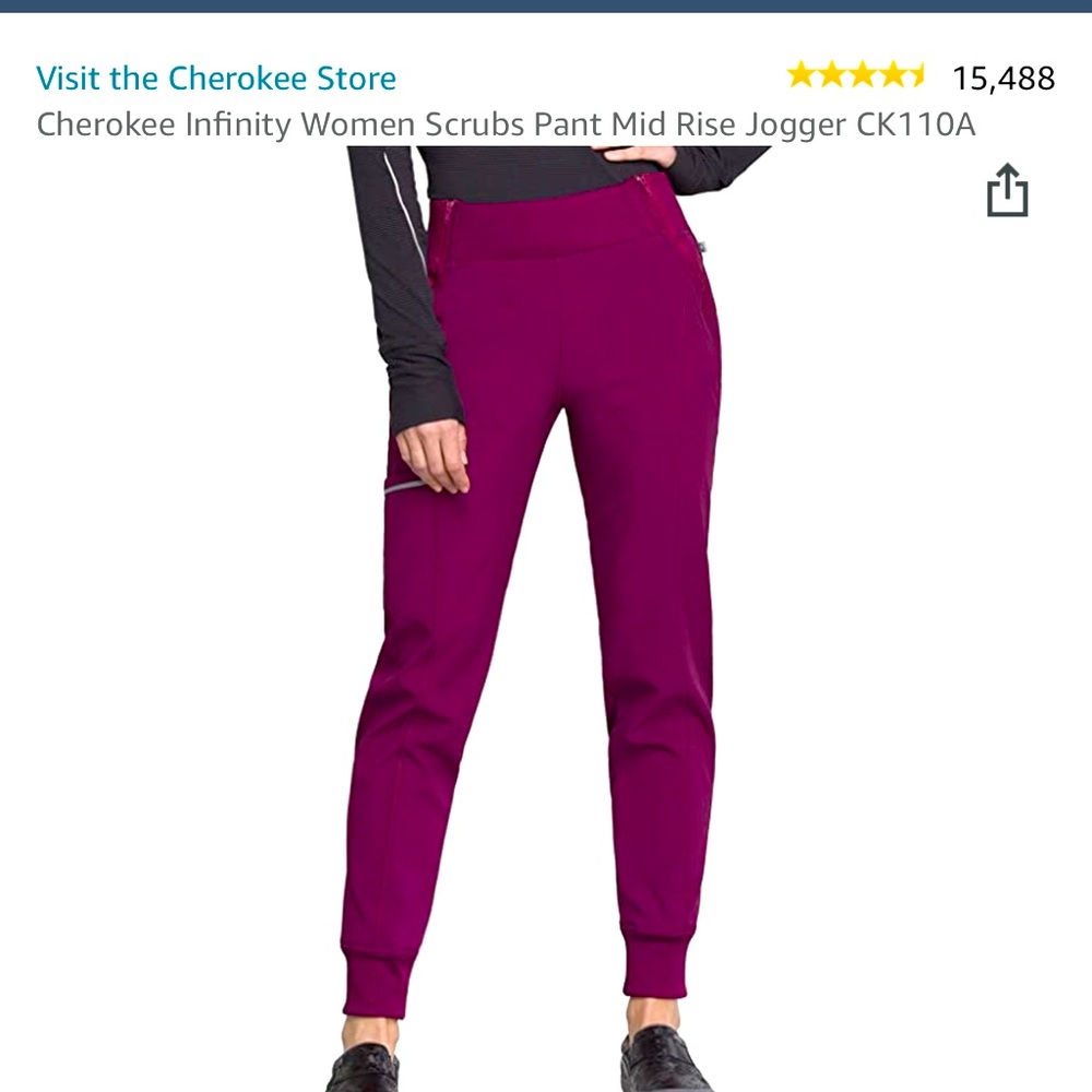 Cherokee Burgundy Bottom Scrubs Size:Small